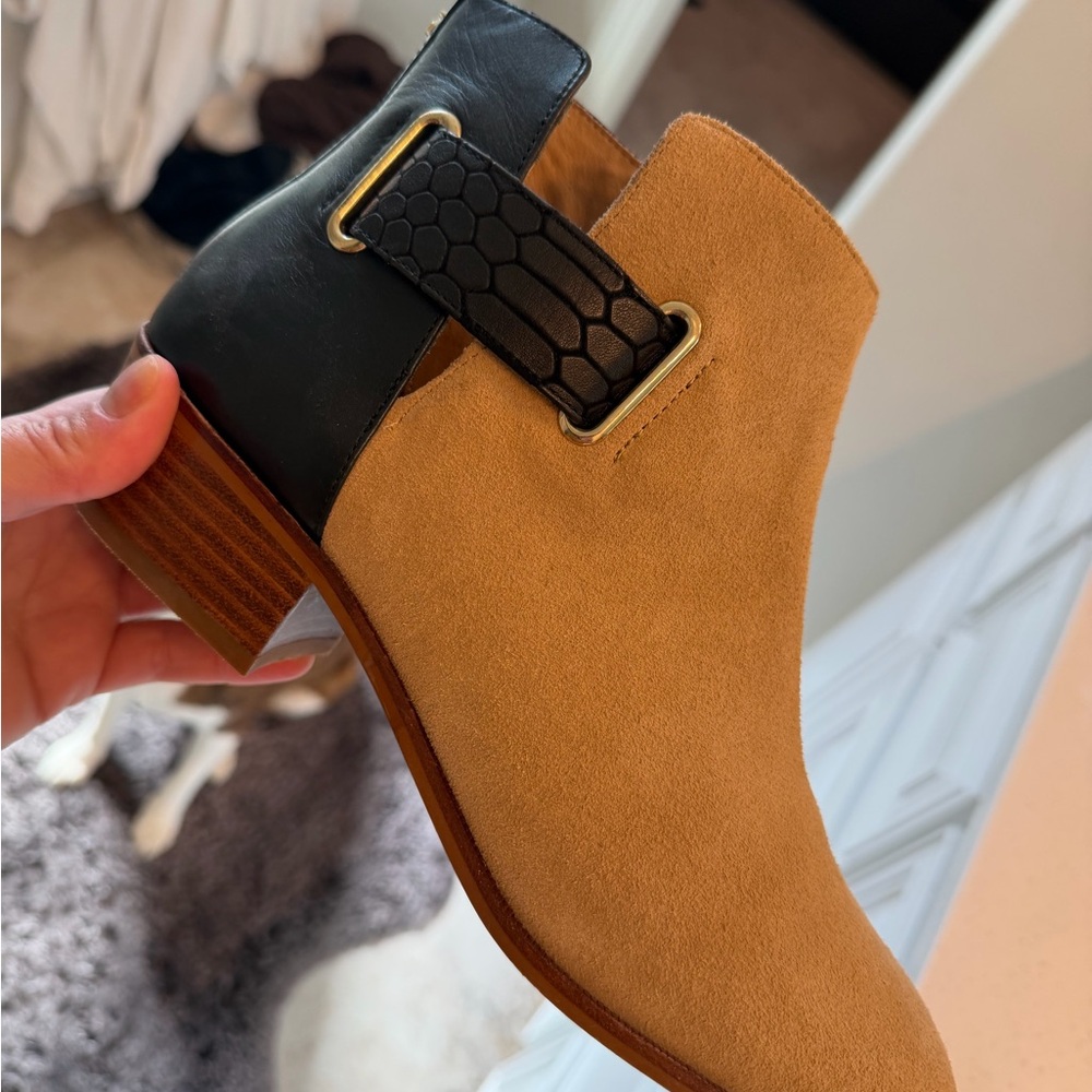 Yosi Samra Tan and Black Ankle Booties